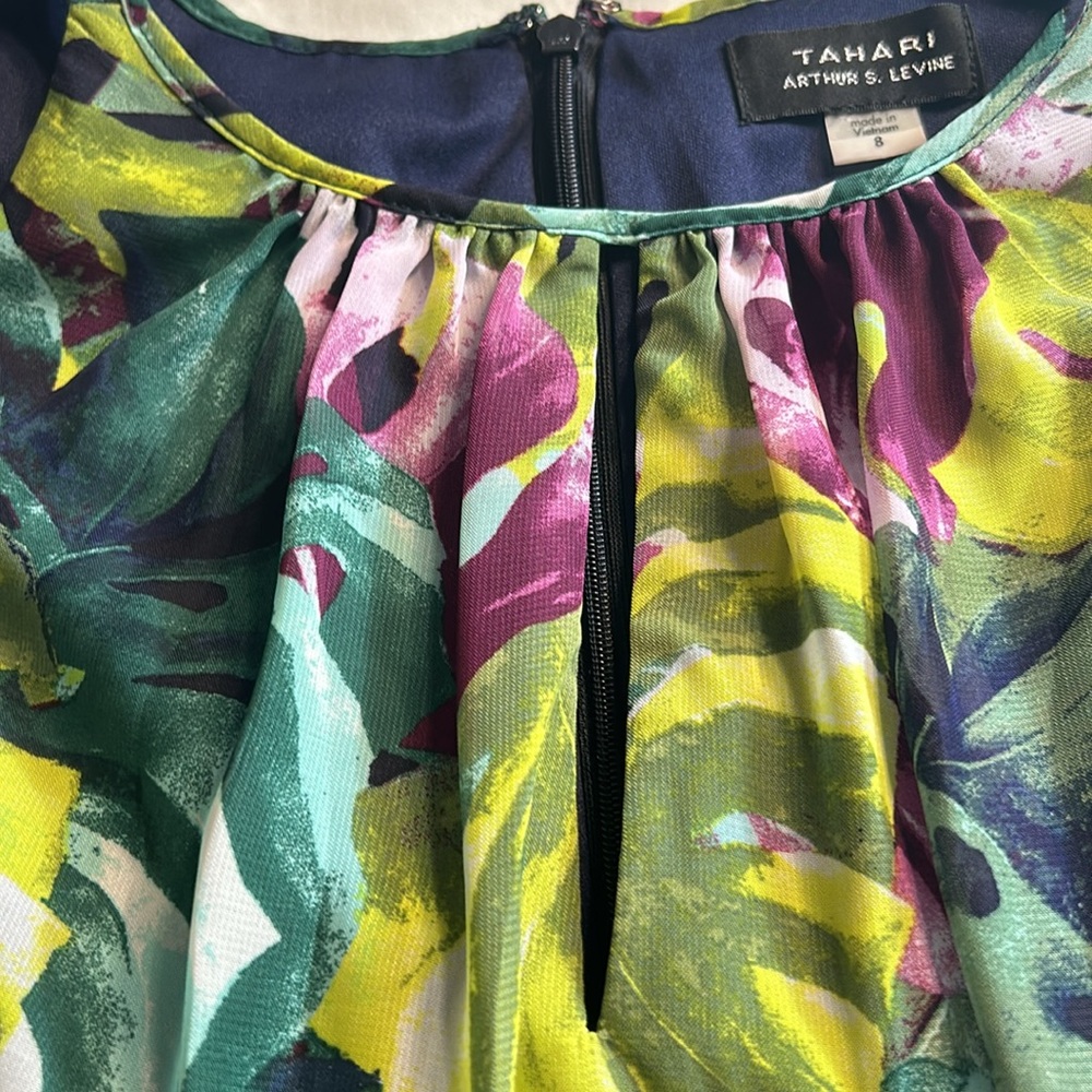 TAHARI Arthur Levine Ladies Sleeveless Floral Front Tie Dress size 8 - Picture 4 of 9